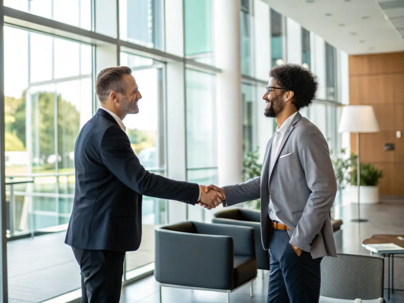 A visual representation of a strong handshake between two business partners, symbolizing the strengthened relationships and partnerships that Sezzle facilitates with major brands through its discount card program.